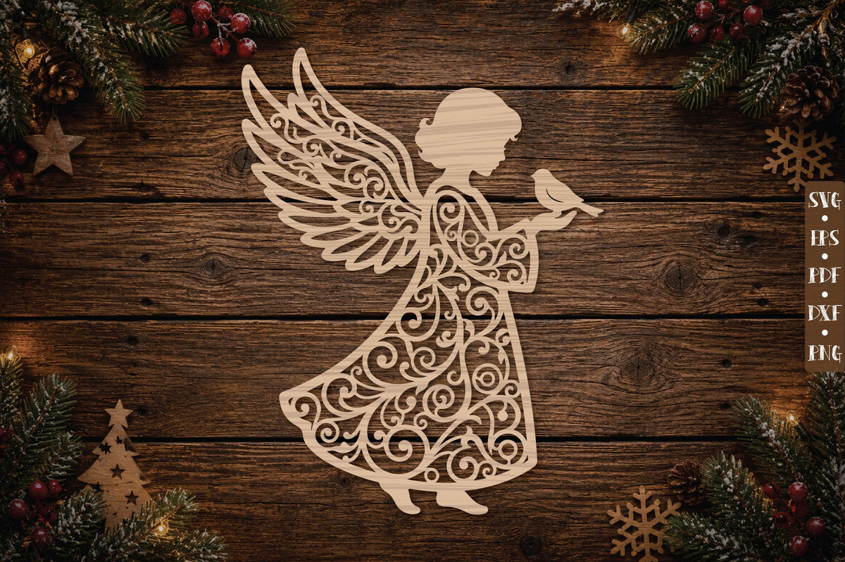 Christmas Angel Dove Ornament SVG