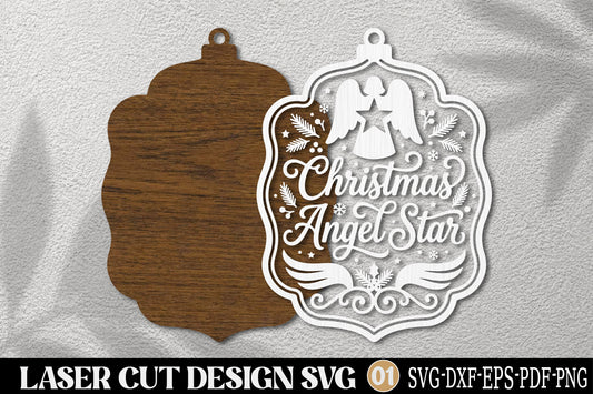 Christmas Angel Star Laser Cut SVG | Christmas Ornament Cut File