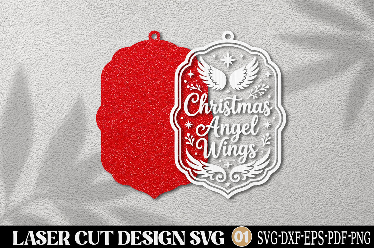 Christmas Angel Wings Laser Cut SVG | Christmas Ornament Cut File