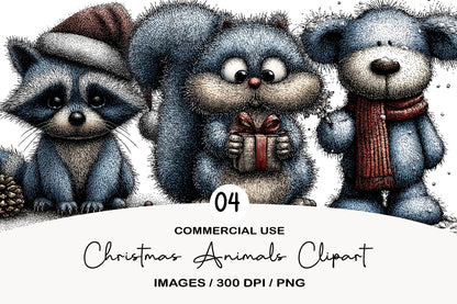 Christmas Animals Clipart PNG