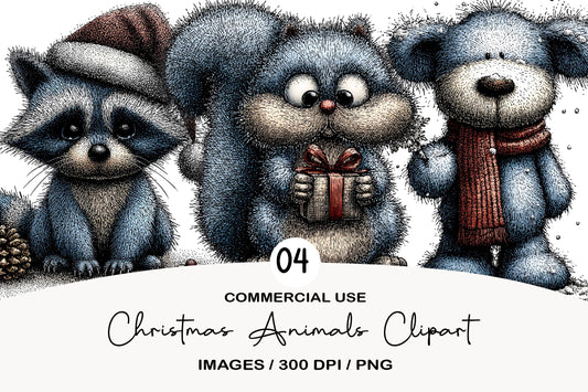 Christmas Animals Clipart PNG