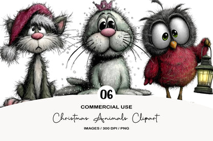 Christmas Animals Clipart PNG