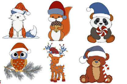 Christmas Animals Clipart PNG Cute Christmas Animal Sublimation