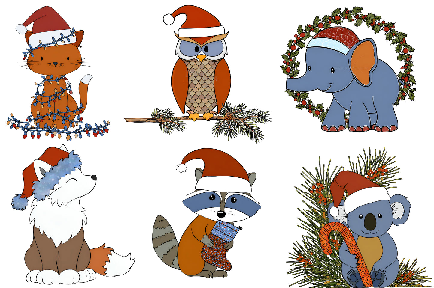 Christmas Animals Clipart PNG Cute Christmas Animal Sublimation