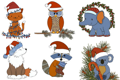 Christmas Animals Clipart PNG Cute Christmas Animal Sublimation