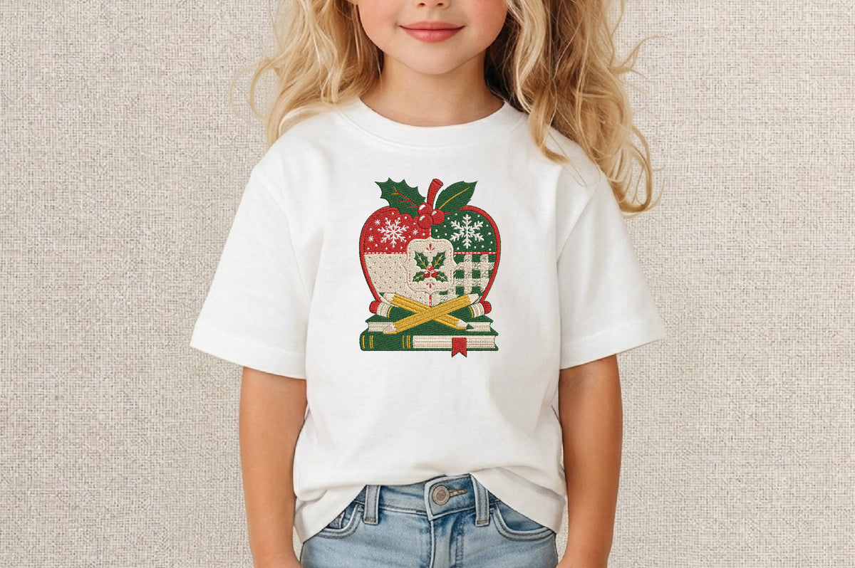 Christmas Apple Patchwork Embroidery Design – Festive Apple Machine Embroidery Pattern, Christmas Patchwork & Holiday Embroidery Design