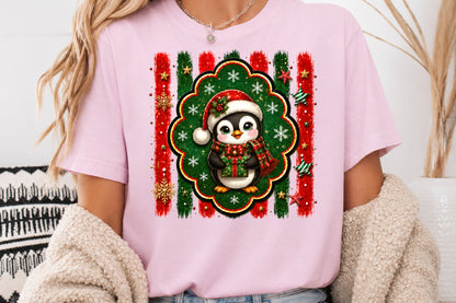Cute Christmas Baby Penguin PNG Santa Hat Gift Holiday Sublimation Design