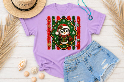 Cute Christmas Baby Penguin PNG Santa Hat Gift Holiday Sublimation Design