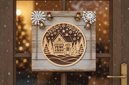Christmas Bakery Shop Laser Cut SVG, Gingerbread Bakery Christmas Ornament Cut File