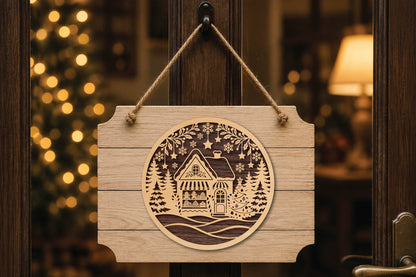 Christmas Bakery Shop Laser Cut SVG, Gingerbread Bakery Christmas Ornament Cut File