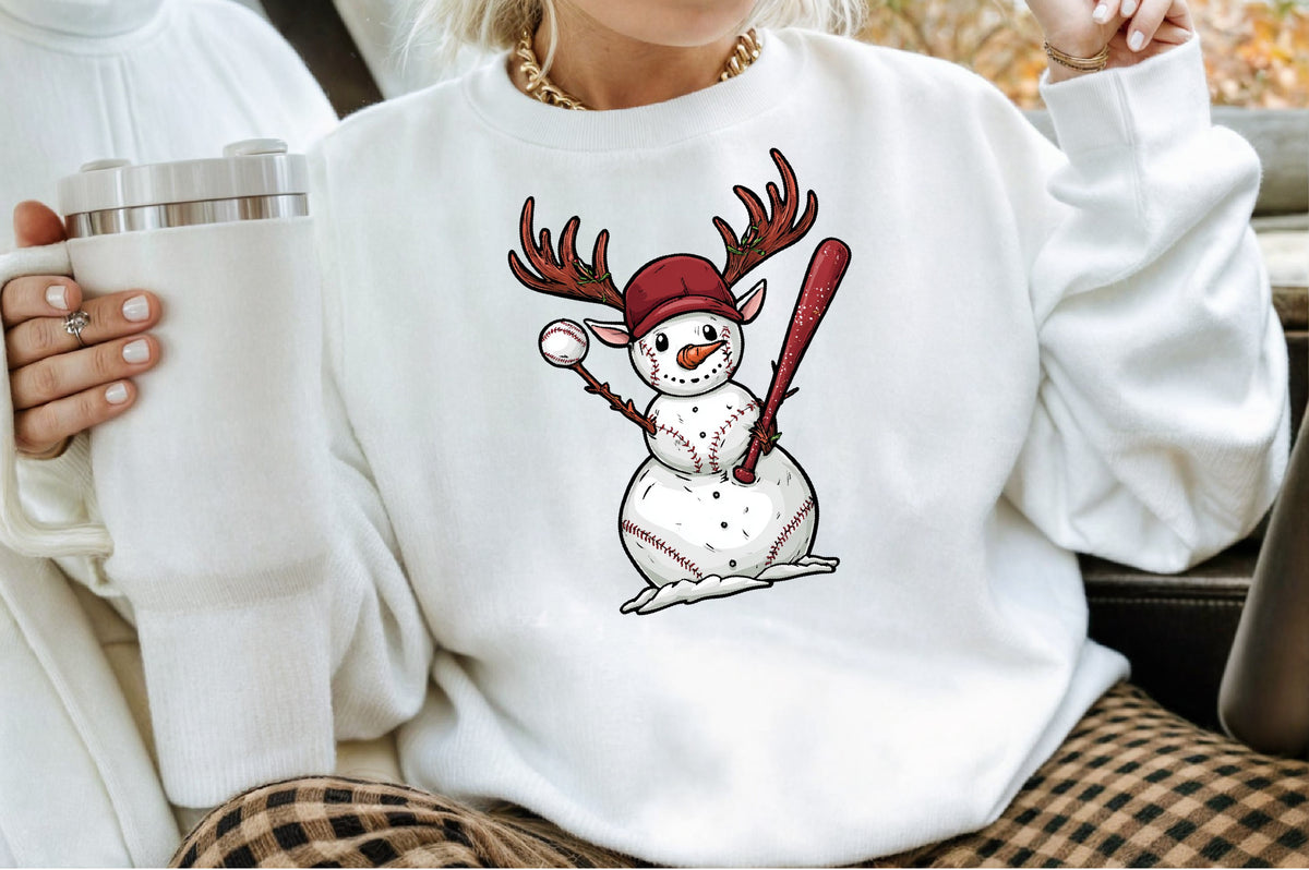 Christmas Baseball Snowman Clipart PNG Bundle
