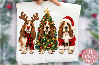 Christmas Basset Hound PNG Clipart Bundle