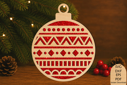 Christmas Bauble Ornament Laser Cut SVG Geometric Christmas Design