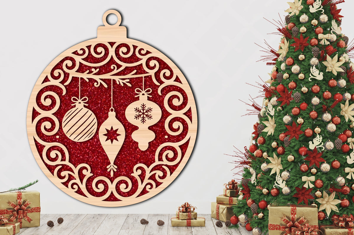 Christmas Bauble Round SVG Laser Cut