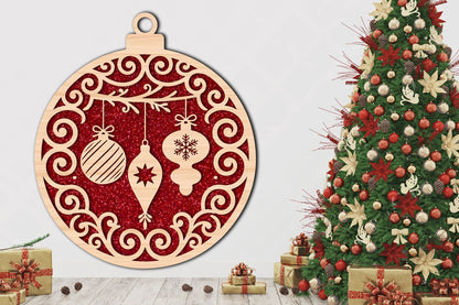 Christmas Bauble Round SVG Laser Cut