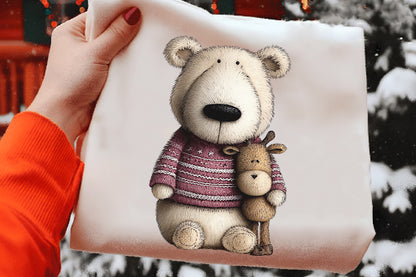 Christmas Bear Clipart PNG Bundle | Cute Watercolor Holiday Bear Clipart | Festive Winter Bear PNG