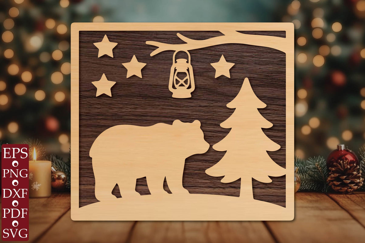 Christmas Bear Laser Cut SVG