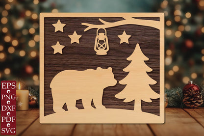Christmas Bear Laser Cut SVG