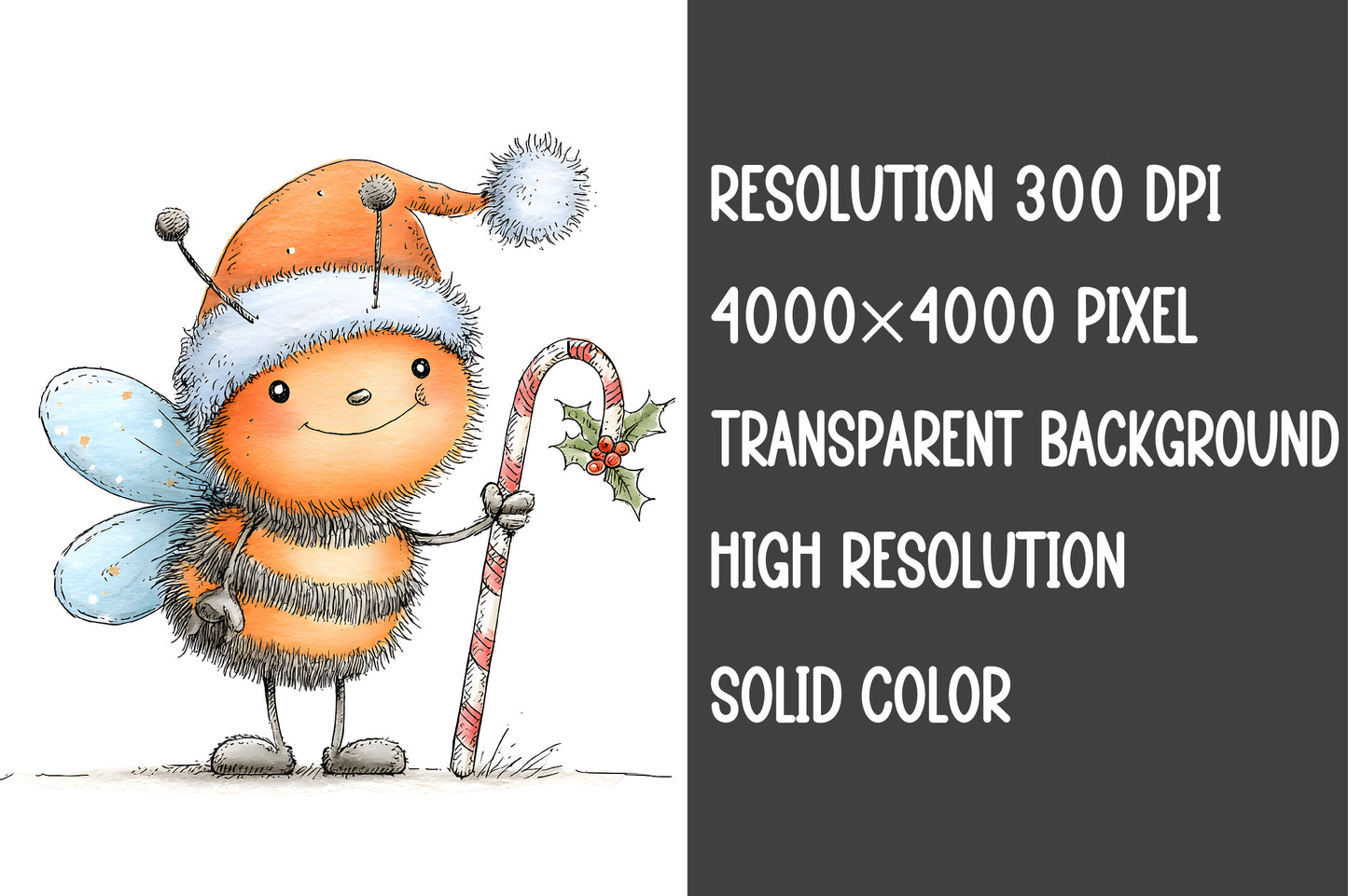 Christmas Bee Clipart PNG – 4 Cute Winter Bee Designs