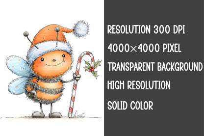 Christmas Bee Clipart PNG – 4 Cute Winter Bee Designs