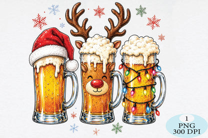 Christmas Beer Reindeer Mug PNG