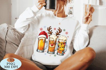 Christmas Beer Reindeer Mug PNG