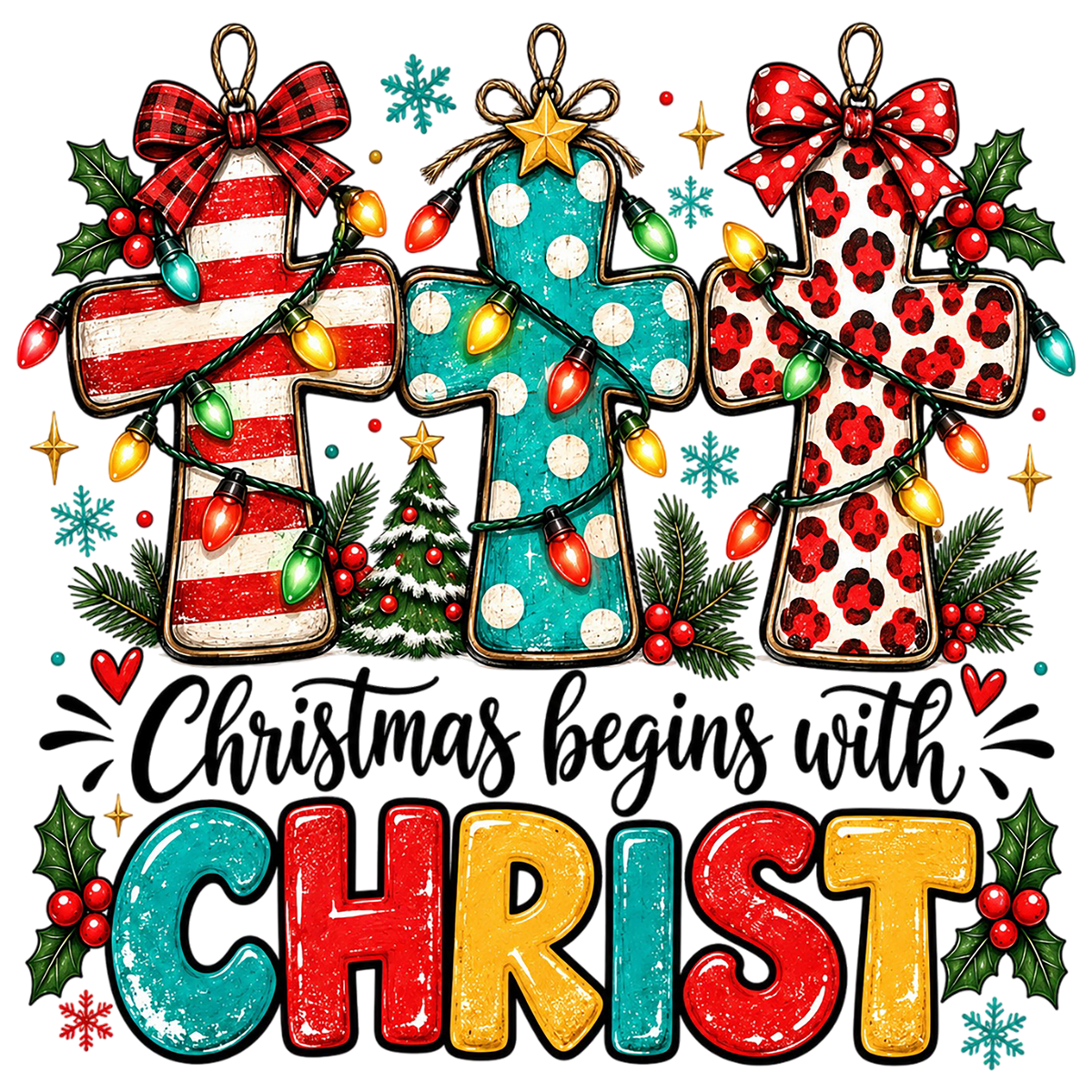 Christmas Begins With Christ PNG Sublimation