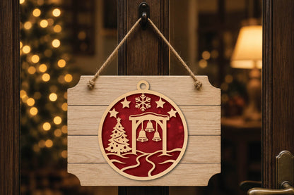 Christmas Bell Pavilion Ornament Laser Cut SVG