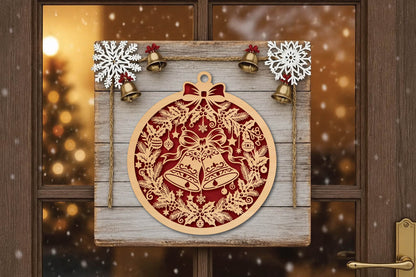 Christmas Bell Wreath Ornament Laser Cut SVG