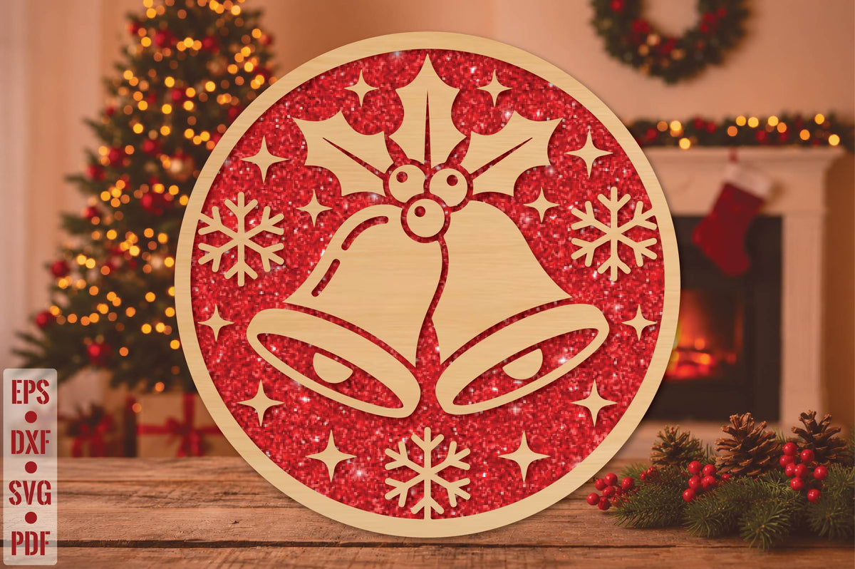 Christmas Bells Round Laser Cut SVG