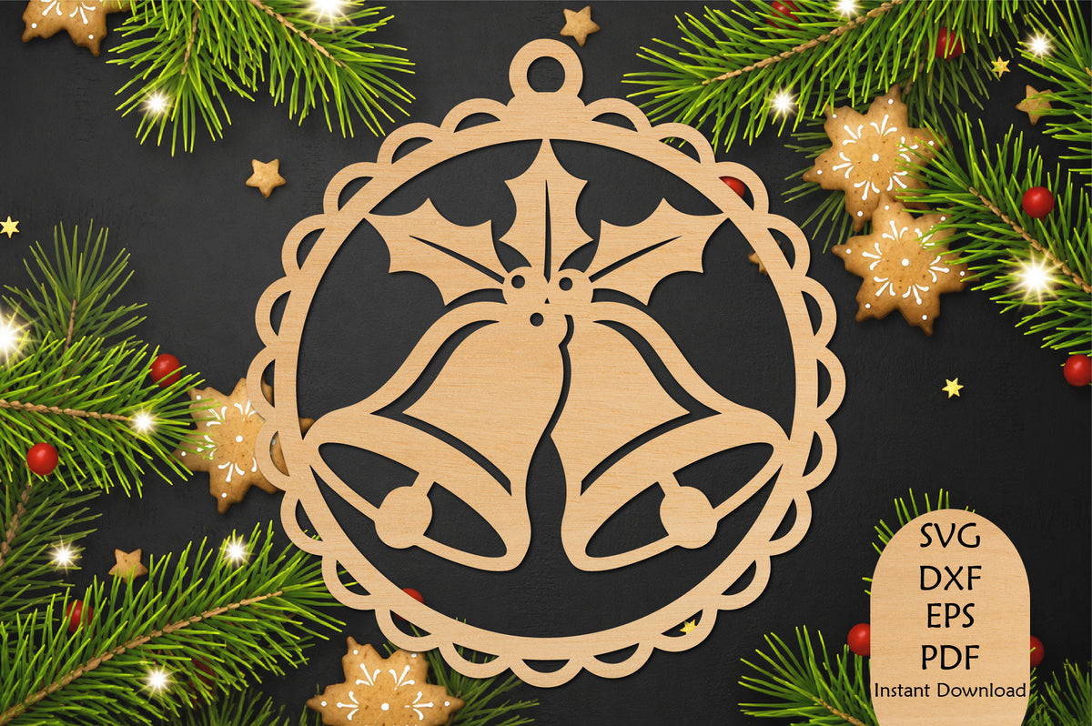 Christmas Bells Ornament Laser Cut SVG File
