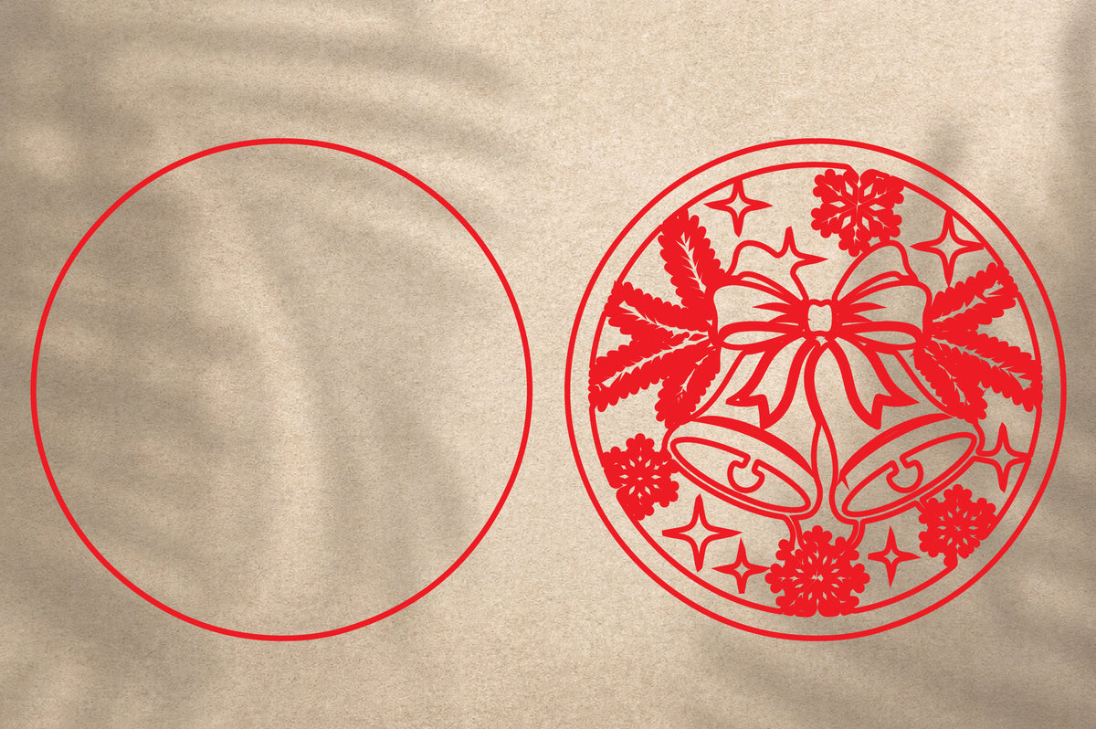Christmas Bells Round Laser Cut SVG | Christmas Ornament Design