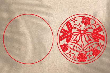 Christmas Bells Round Laser Cut SVG | Christmas Ornament Design
