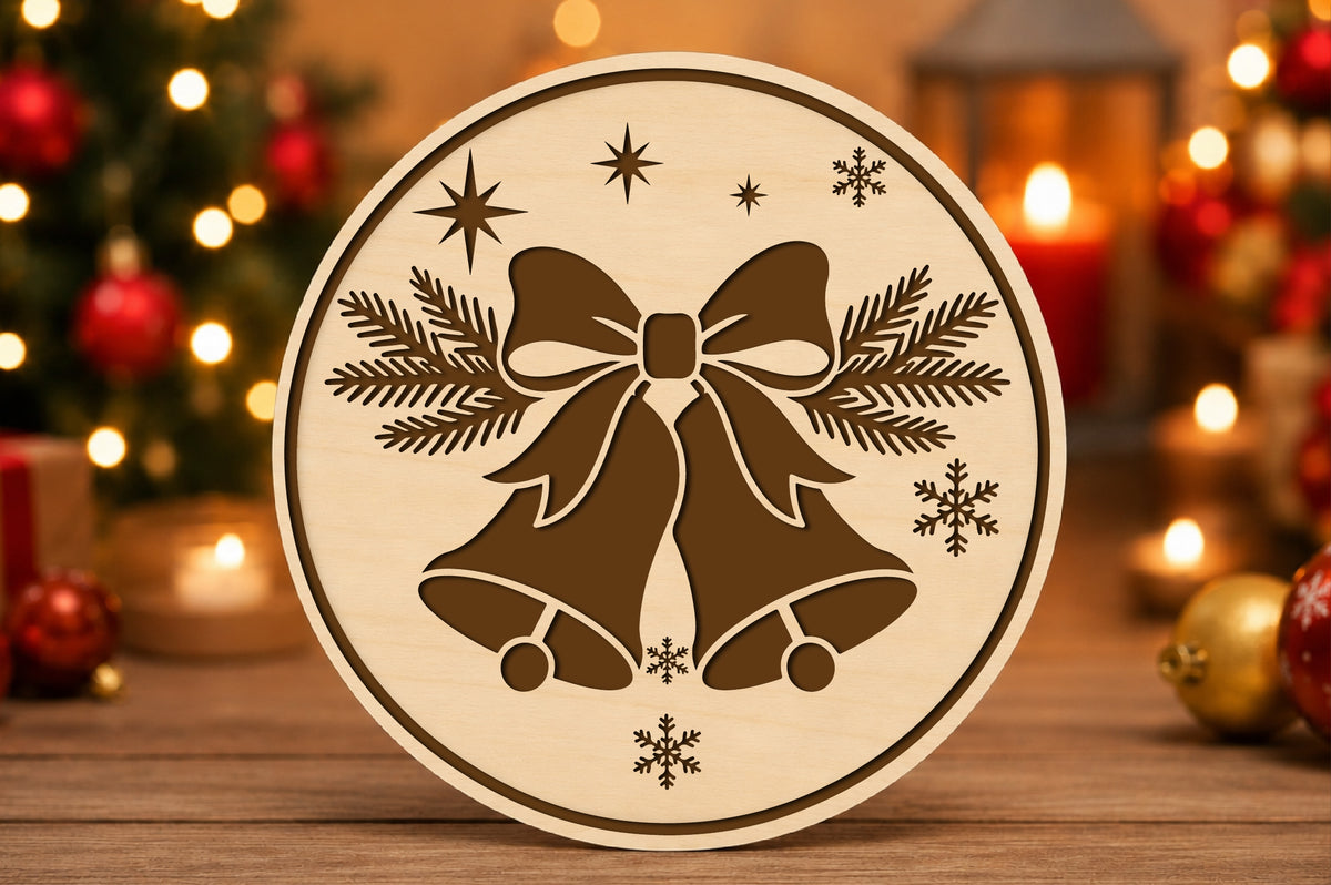Christmas Bells Round Sign SVG