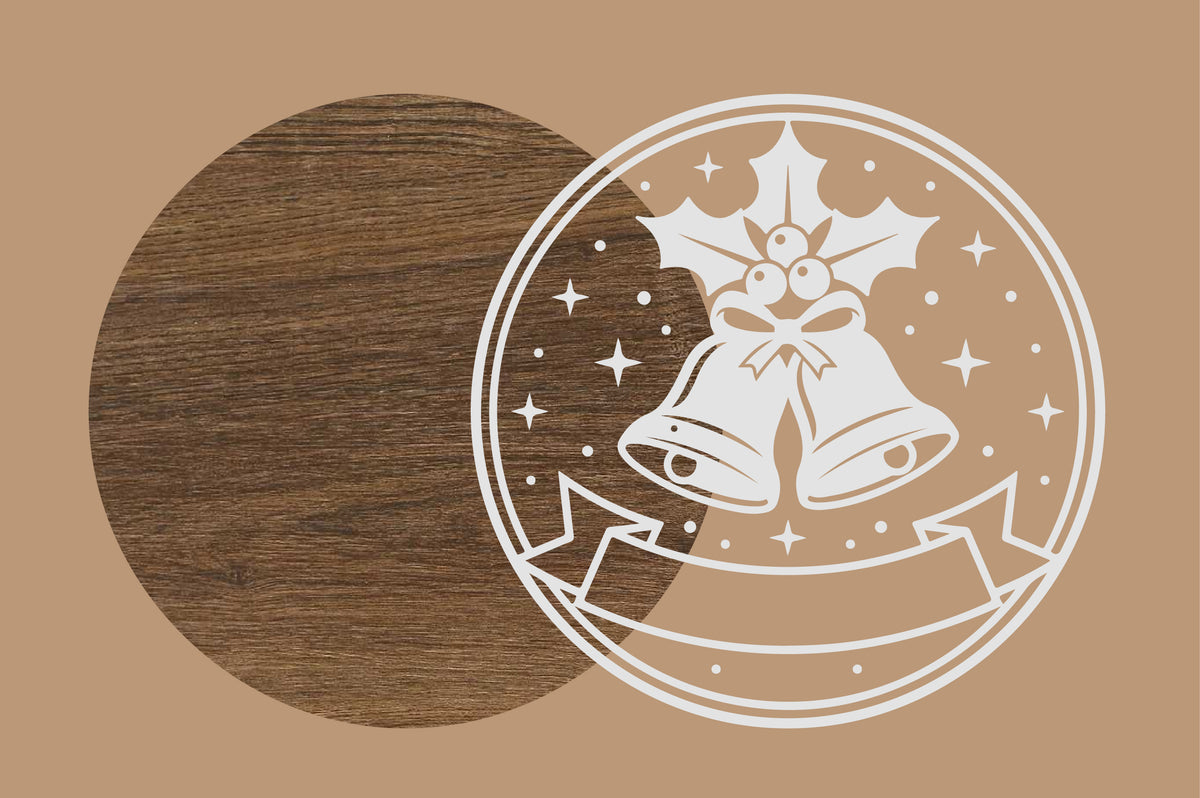 Christmas Bells Round Sign Laser Cut SVG
