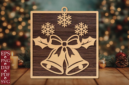 Christmas Bells Laser Cut Ornament SVG