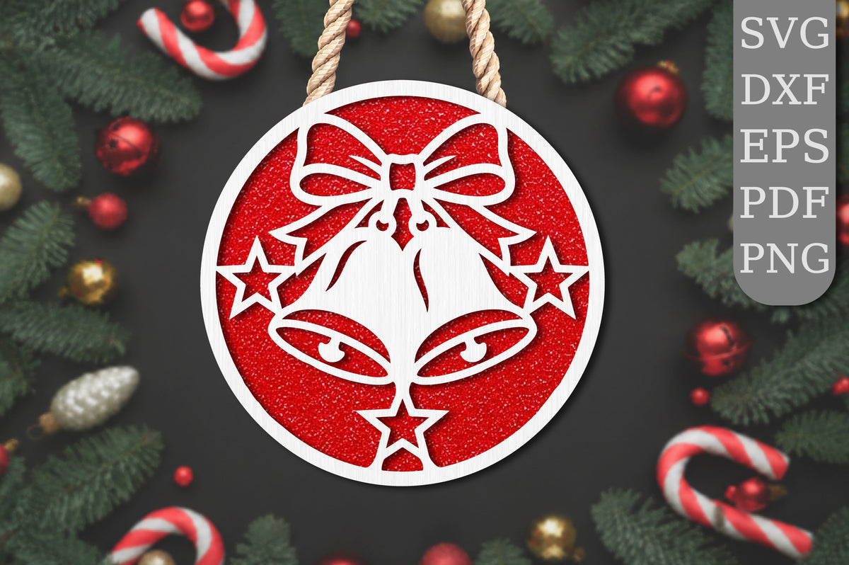 Christmas Bells with Bow SVG
