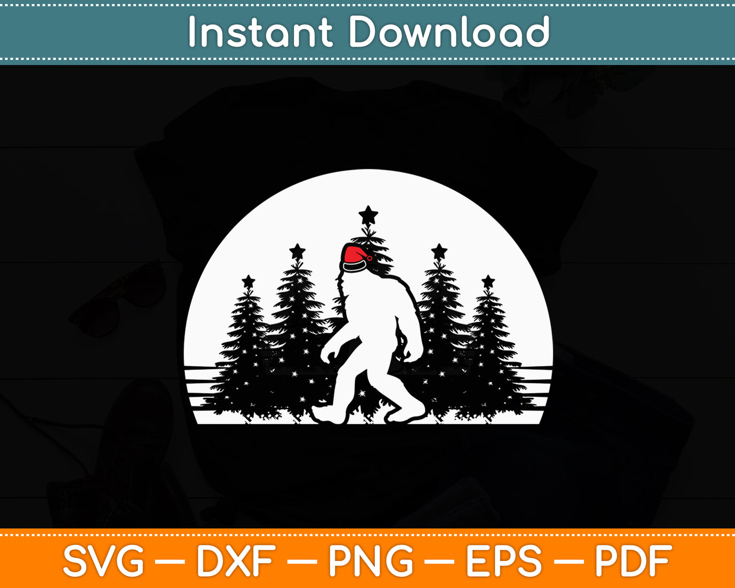 Christmas Bigfoot Funny Svg Digital Cutting File