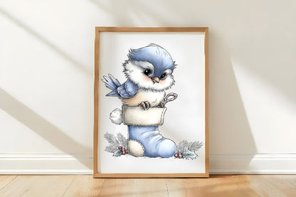 Christmas Bird Clipart Bundle | Watercolor Holiday Birds PNG | Cute Winter Bird Clipart