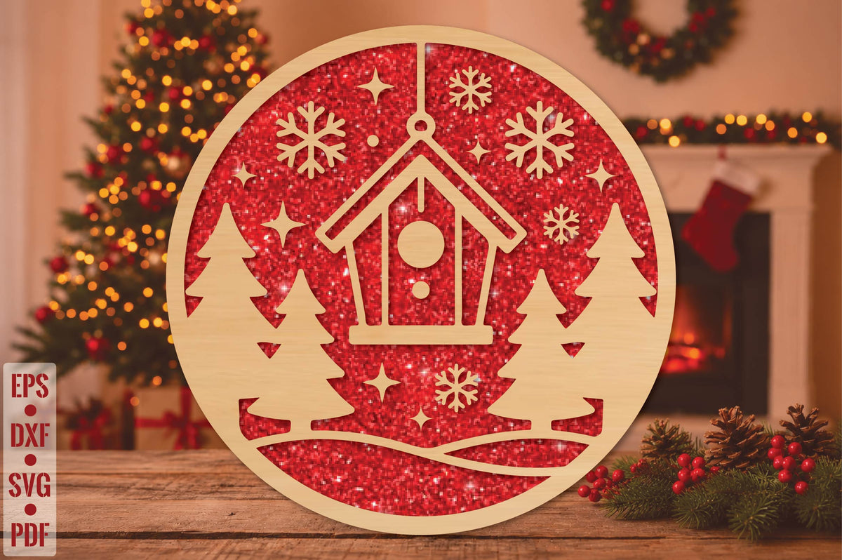 Christmas Birdhouse Laser Cut SVG