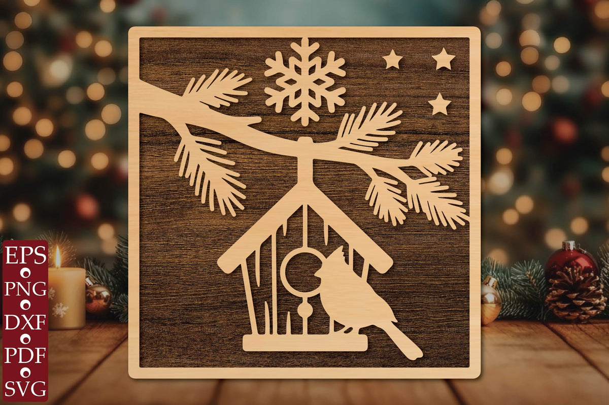 Christmas Birdhouse Laser Cut SVG