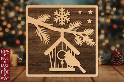 Christmas Birdhouse Laser Cut SVG