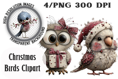Christmas Birds Clipart PNG