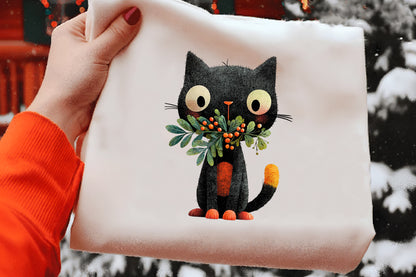 Christmas Black Cat Clipart PNG