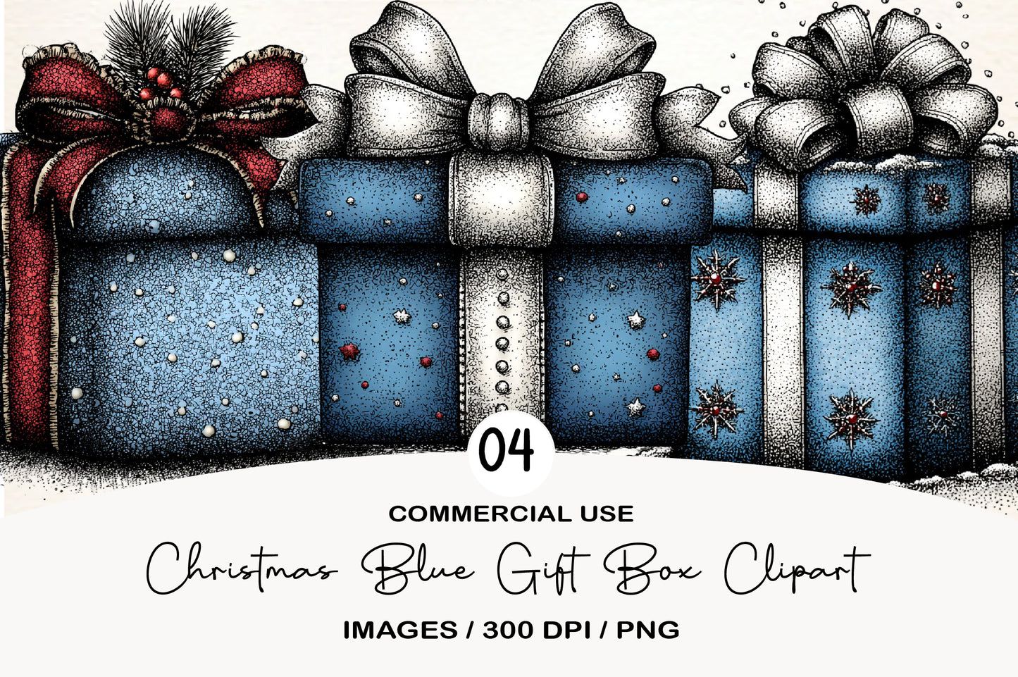 Christmas Blue Gift Box Clipart PNG