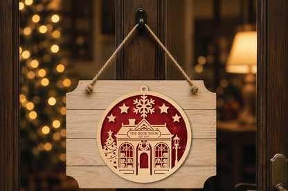 Christmas Book Nook Ornament Laser Cut SVG