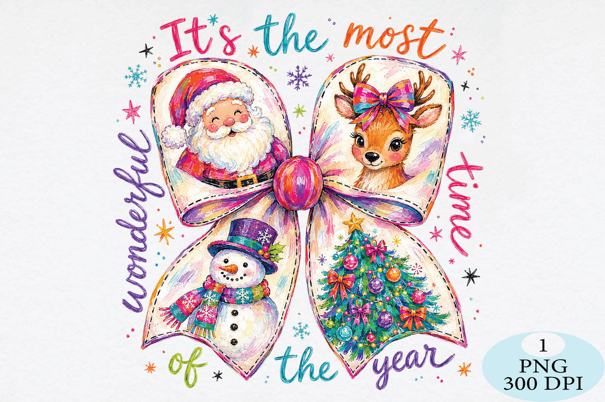Christmas Bow Santa Reindeer PNG