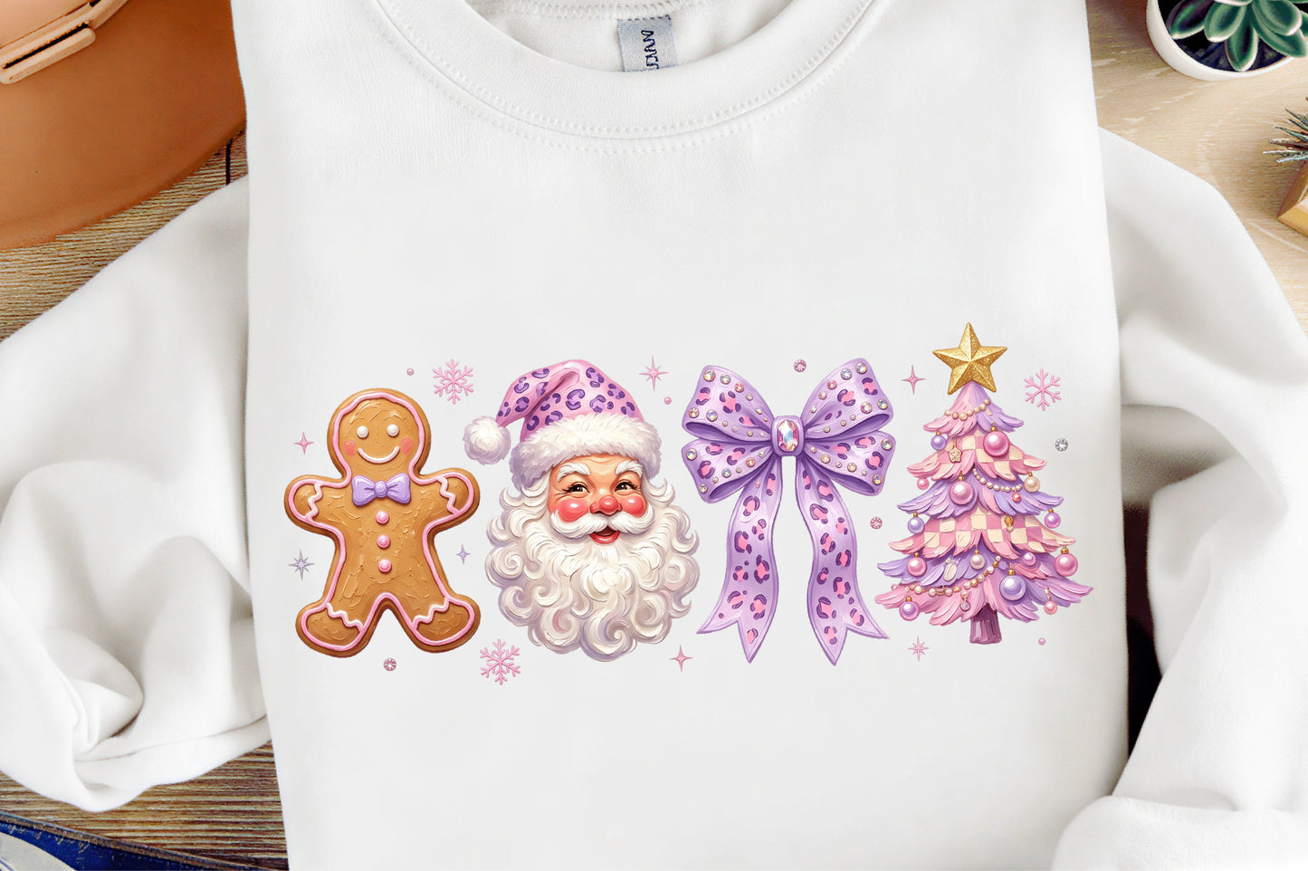 Purple Coquette Christmas PNG Santa Gingerbread Pink Tree Bow Holiday Clipart
