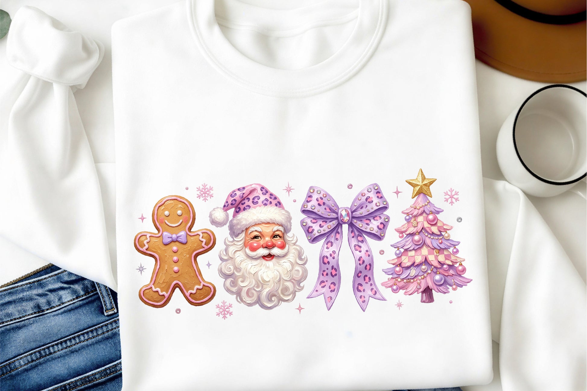 Purple Coquette Christmas PNG Santa Gingerbread Pink Tree Bow Holiday Clipart