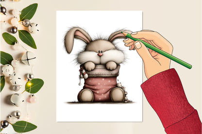 Christmas Bunny Clipart Bundle PNG